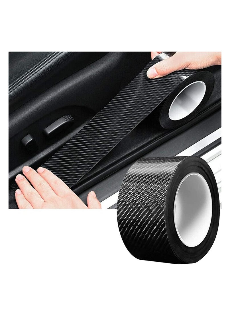 SYOSI Car Door Edge Guards Scratch Cover Sill Protector Bumper Protector 5D Carbon Fiber Car Wrap Film Automotive Self Adhesive Anti Collision Film Fits for Most Cars 1.2In  33Ft Black - Image 1