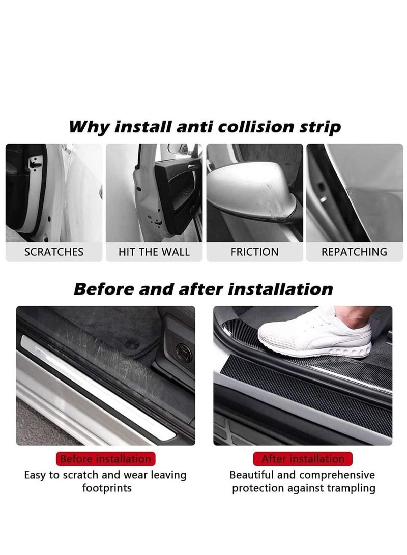 SYOSI Car Door Edge Guards Scratch Cover Sill Protector Bumper Protector 5D Carbon Fiber Car Wrap Film Automotive Self Adhesive Anti Collision Film Fits for Most Cars 1.2In  33Ft Black - Image 4