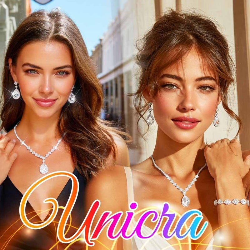 Unicra Bride Crystal Necklace Earrings Set Bridal Wedding Jewelry Sets Rhinestone Choker Necklace Prom Costume Jewelry Set for Women and Brides - Image 4
