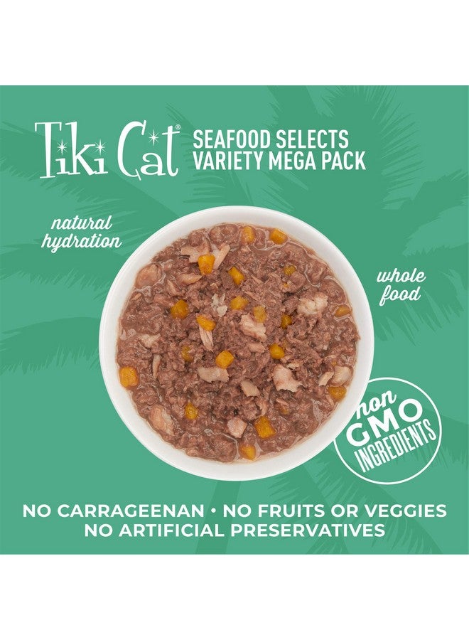 Tiki Cat Seafood Selects, Ultimate Variety Pack, 36 High Protein Servings With Real Flaked Fish, Wet Cat Food Mega Pack, 2.8 And 3 Oz. Cans (Pack Of 36)