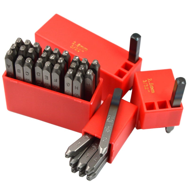 WKSTOOL WKSTOOL 33225mm High Hardness Carbon Steel Uppercase Number and Letter Stamp Alphabet Symbols Hand Punch Metal Stamping Set for Jewelry Making Impressing25mm NumberLetter 
