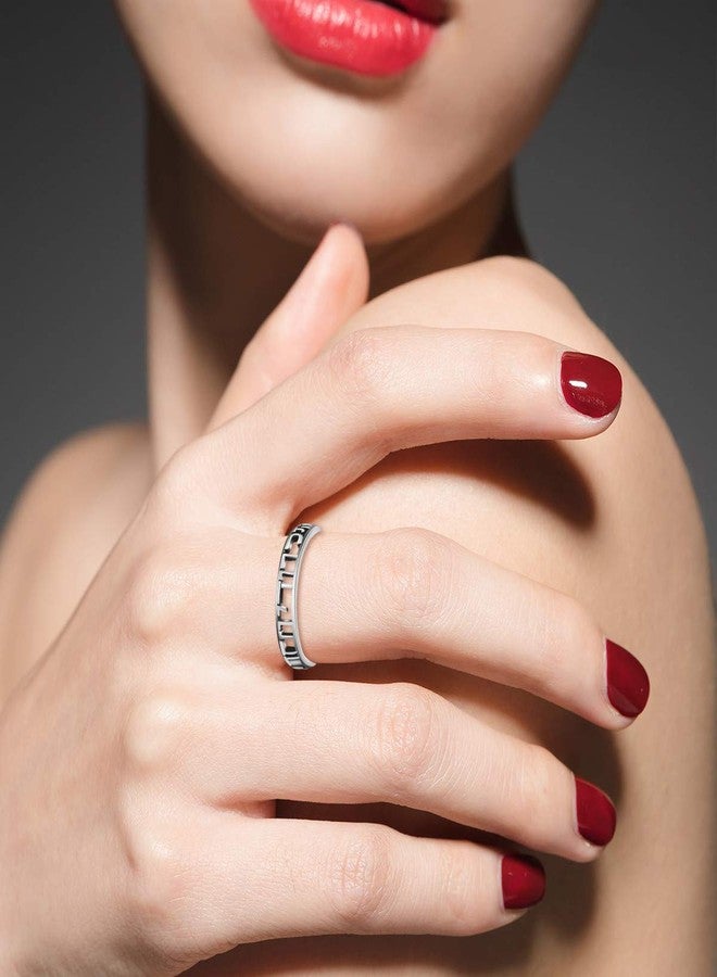 Uloveido Hebrew I Am My Beloved Ring, Christian Bible Verse Engraved Rings, White Gold Plated Hollow Band Rings Size 8 Y583 - Image 2