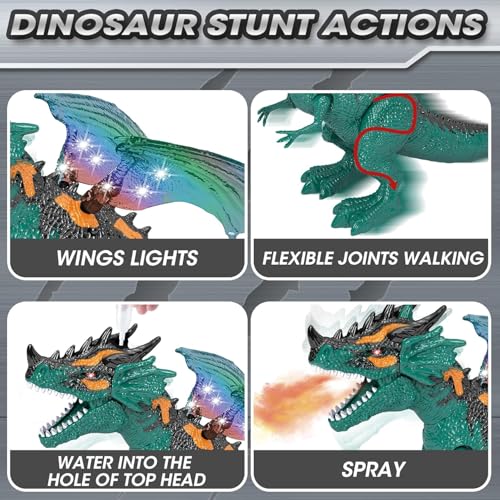 Crackles Walking Dinosaur Toy with Realistic Sound and Smoke Spray - Remote Control Dinosaur Toy, Motorized Walking Dragon with Light and Sound for 6+ Years Old Kids - Multi Color - Image 5
