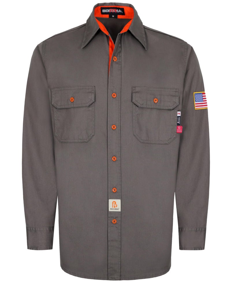 BOCOMAL FR Shirts for Men Flame Resistant Light Weight NFPA2112 Fire Retardant Welding Shirt Water & Oil Repellent Finish - Image 1