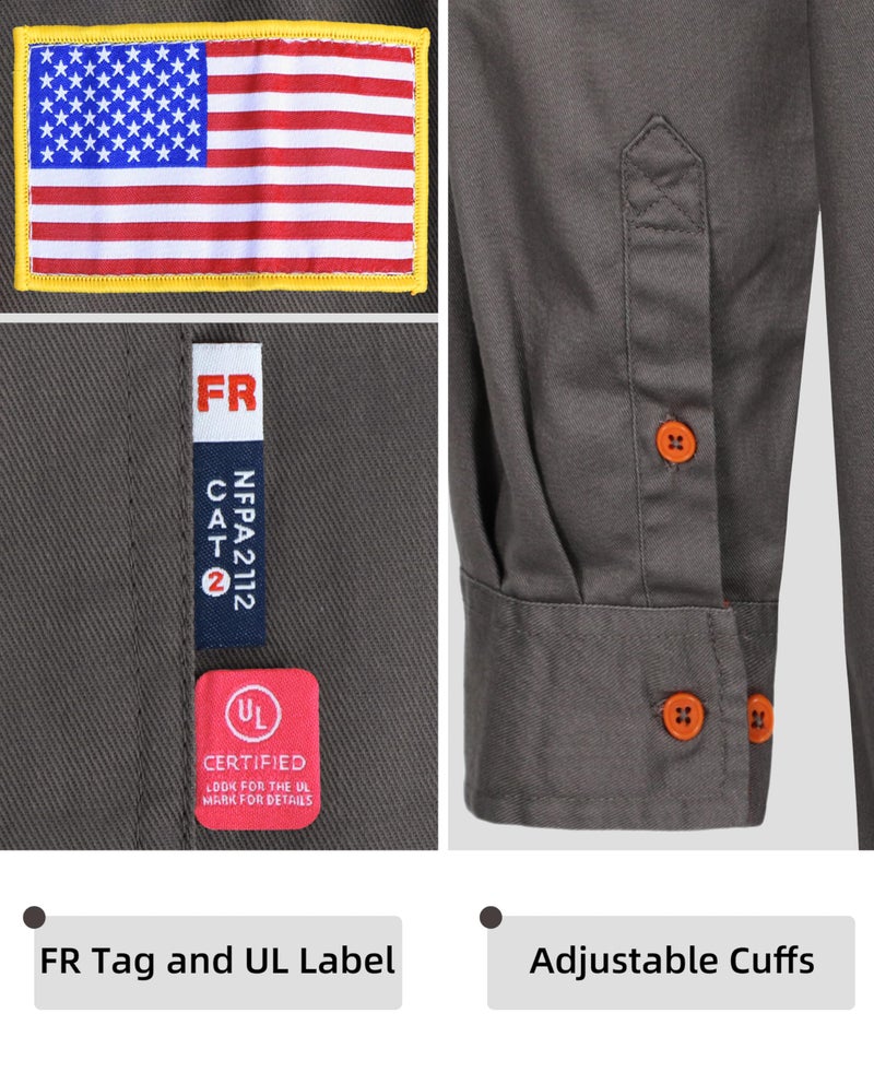 BOCOMAL FR Shirts for Men Flame Resistant Light Weight NFPA2112 Fire Retardant Welding Shirt Water & Oil Repellent Finish - Image 4