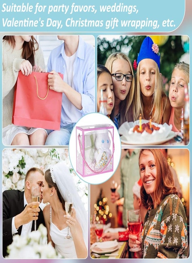 BENECREAT 10 Pcs Clear Favor Boxes, 5.5x5.5x2.8 Inches PVC Gift Boxes with Pink Border Lace and Handle for Wedding, Party, Christmas, Birthday Favors - Image 5