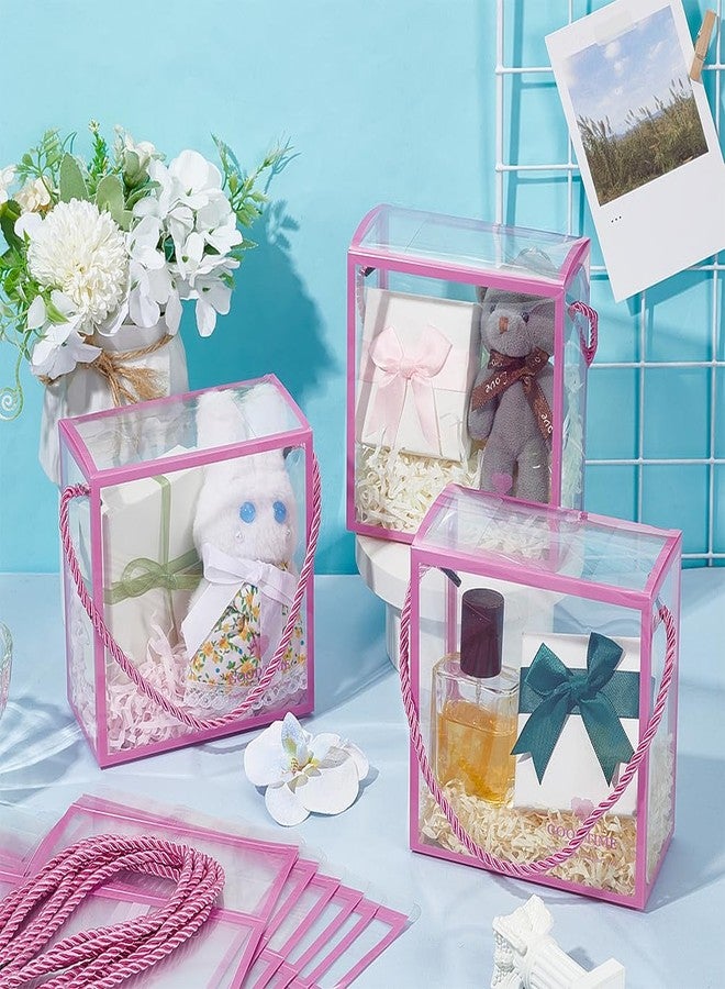 BENECREAT 10 Pcs Clear Favor Boxes, 5.5x5.5x2.8 Inches PVC Gift Boxes with Pink Border Lace and Handle for Wedding, Party, Christmas, Birthday Favors - Image 4