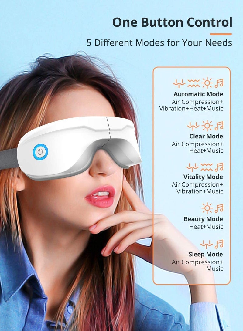 Eye Massager with Heat Bluetooth Music Heated Massager for Migraines Relax and Reduce Eye Strain Dark Circles Eye Bags Dry Eye Improve Sleep Ideal Gifts for Women Men - Image 3