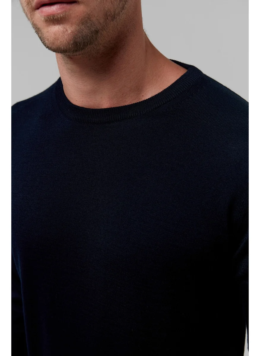 D'S DAMAT Regular Fit Navy Blue Plain Knitted Sweater 9HF060632004M