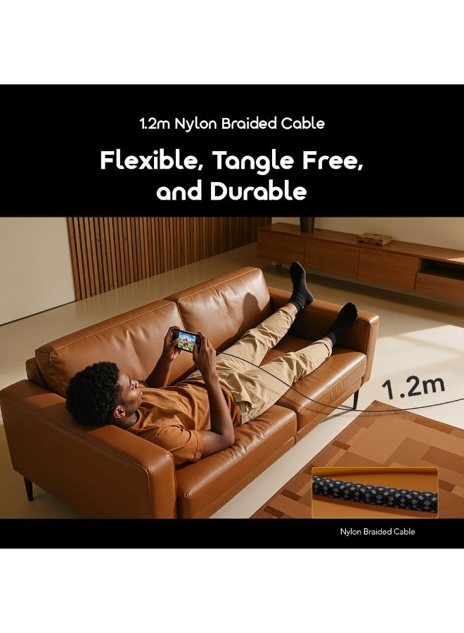 Oraimo OCD-175CC 100W USB-C to USB-C Fast Charging Cable-1.2M 5A High-Current Power Delivery&High-Speed Data Sync for USB-C Devices Durable Nylon Braided Design with Reinforced Connectors-Sleek Black Silver - Image 5