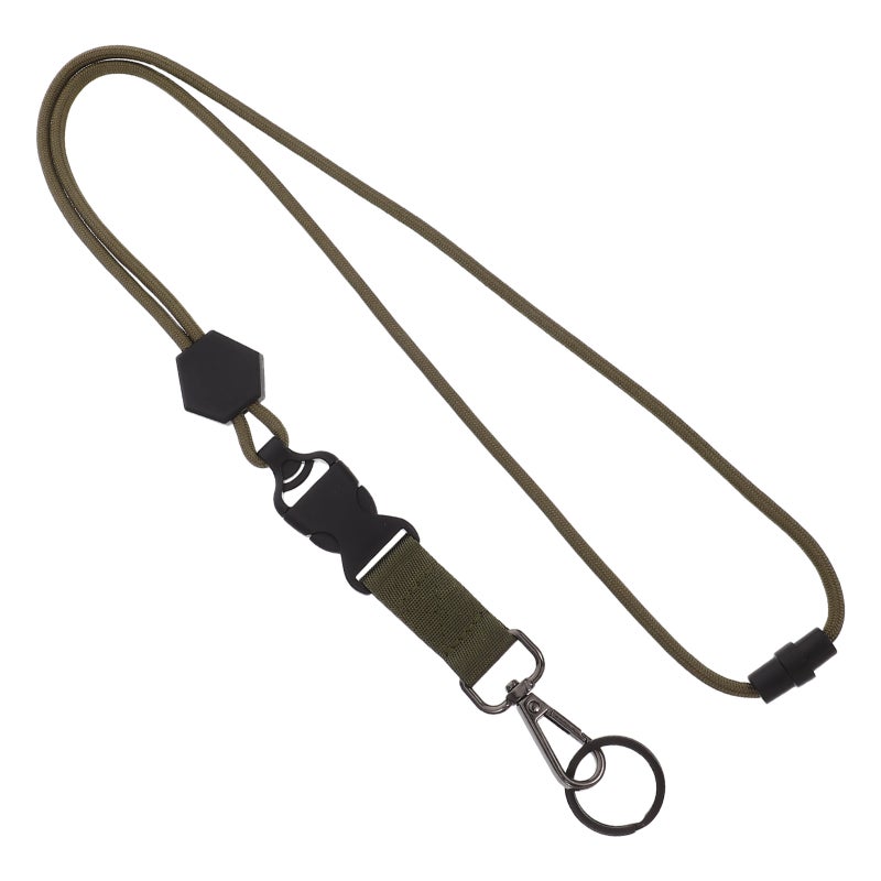 Heavy Duty Badge Lanyard with Metal Key Adjustable Neck Strap Outdoor Activity Phone Holder for Hiking Climbing Backpacking Green - Image 1