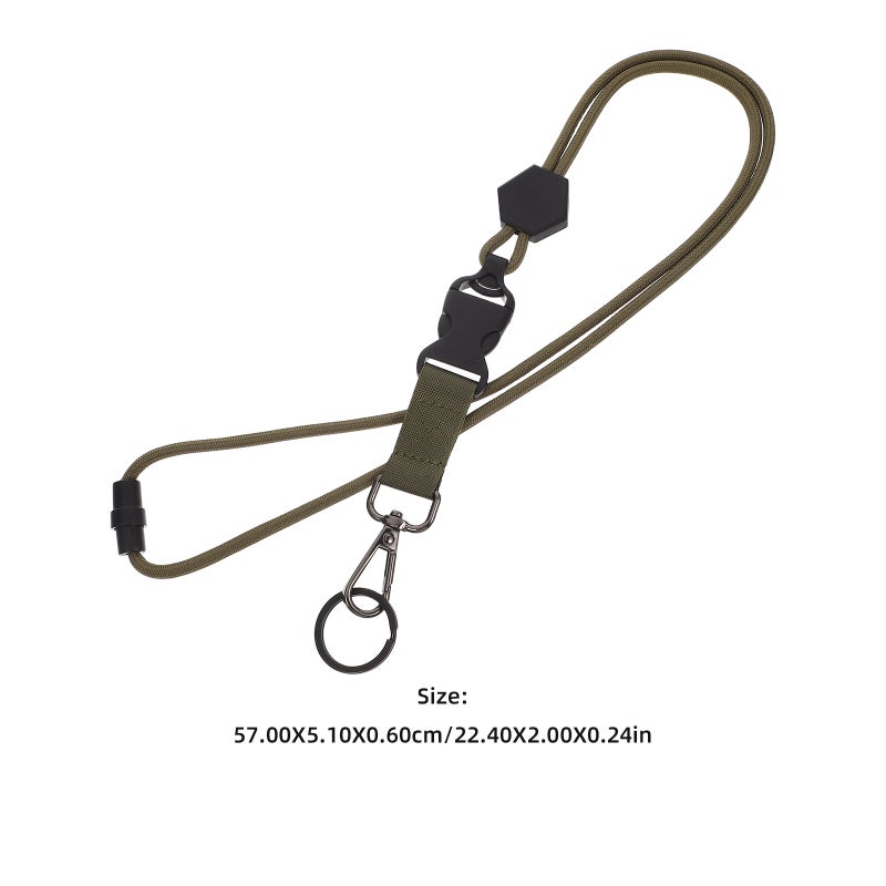 Heavy Duty Badge Lanyard with Metal Key Adjustable Neck Strap Outdoor Activity Phone Holder for Hiking Climbing Backpacking Green - Image 3