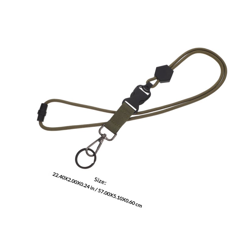 Heavy Duty Badge Lanyard with Metal Key Adjustable Neck Strap Outdoor Activity Phone Holder for Hiking Climbing Backpacking Green - Image 2