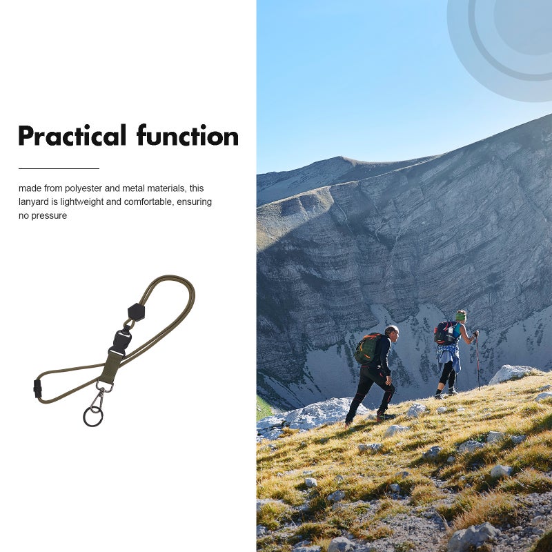 Heavy Duty Badge Lanyard with Metal Key Adjustable Neck Strap Outdoor Activity Phone Holder for Hiking Climbing Backpacking Green - Image 5