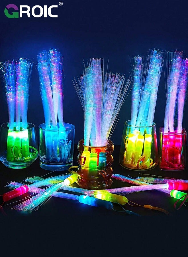 GROIC 12 Pcs Glow Fiber Wands Sticks, Party Favors LED Flashing Wand Glow Sticks Bulk Party Pack Glow in the Dark Party Supplies Fiber Optic Light Wand Sticks for Birthday Party  Wedding - Image 2