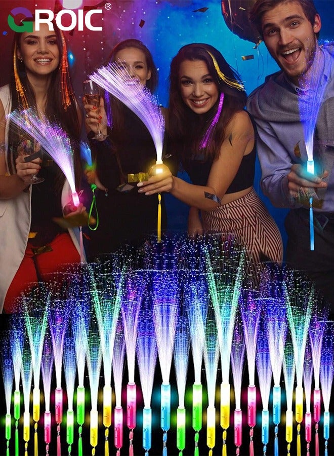 GROIC 12 Pcs Glow Fiber Wands Sticks, Party Favors LED Flashing Wand Glow Sticks Bulk Party Pack Glow in the Dark Party Supplies Fiber Optic Light Wand Sticks for Birthday Party  Wedding - Image 3
