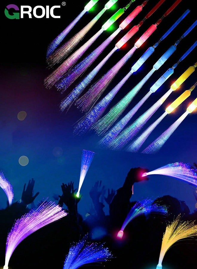 GROIC 12 Pcs Glow Fiber Wands Sticks, Party Favors LED Flashing Wand Glow Sticks Bulk Party Pack Glow in the Dark Party Supplies Fiber Optic Light Wand Sticks for Birthday Party  Wedding - Image 5