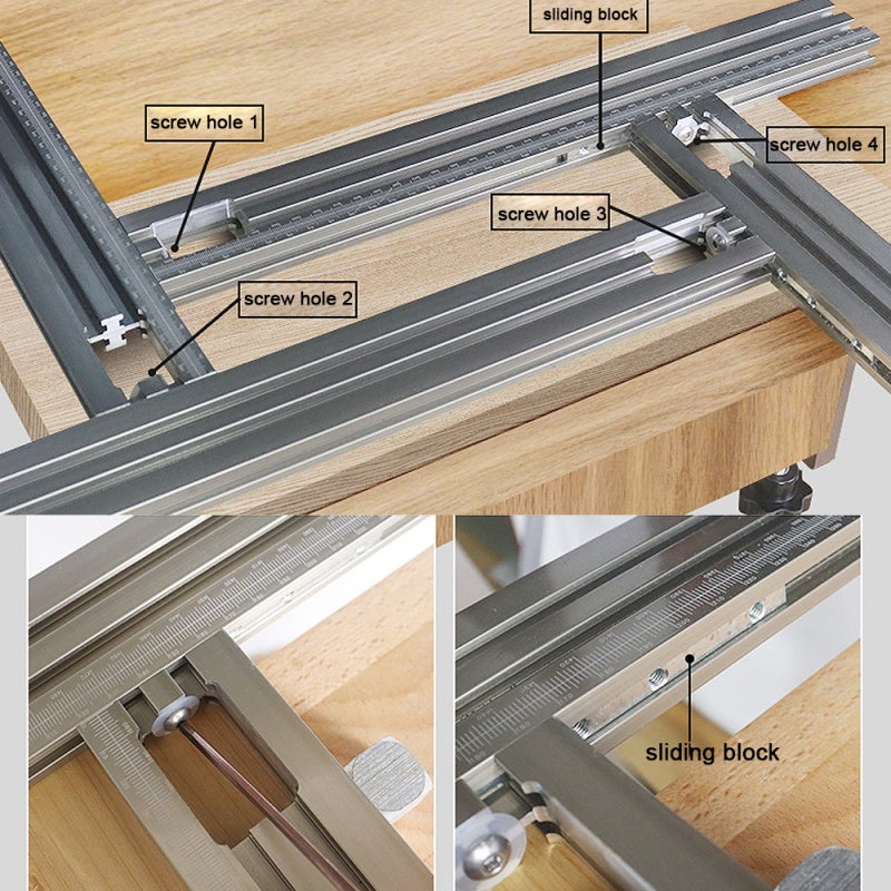 Woodworking Guide Rail Type E Foldable Side Handles - 3 Adjustable Parts Universal Trimming Machine Auxiliary Rail for Professional Carpenters DIY Novices - Image 3