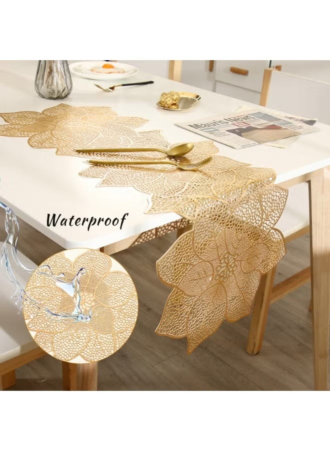 فلاي رود مفارش طاولة مقاومة للحرارة مقاس 36 بوصة على شكل زهرة من الفينيل، مفارش طاولة مقاومة للماء وقابلة للغسل لحفلات الزفاف والولائم وأعياد الميلاد والحفلات والمطاعم (فضية على شكل زهرة) - Image 4