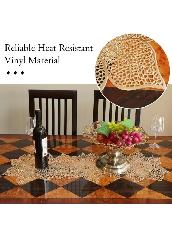 فلاي رود مفارش طاولة مقاومة للحرارة مقاس 36 بوصة على شكل زهرة من الفينيل، مفارش طاولة مقاومة للماء وقابلة للغسل لحفلات الزفاف والولائم وأعياد الميلاد والحفلات والمطاعم (فضية على شكل زهرة) - Image 5