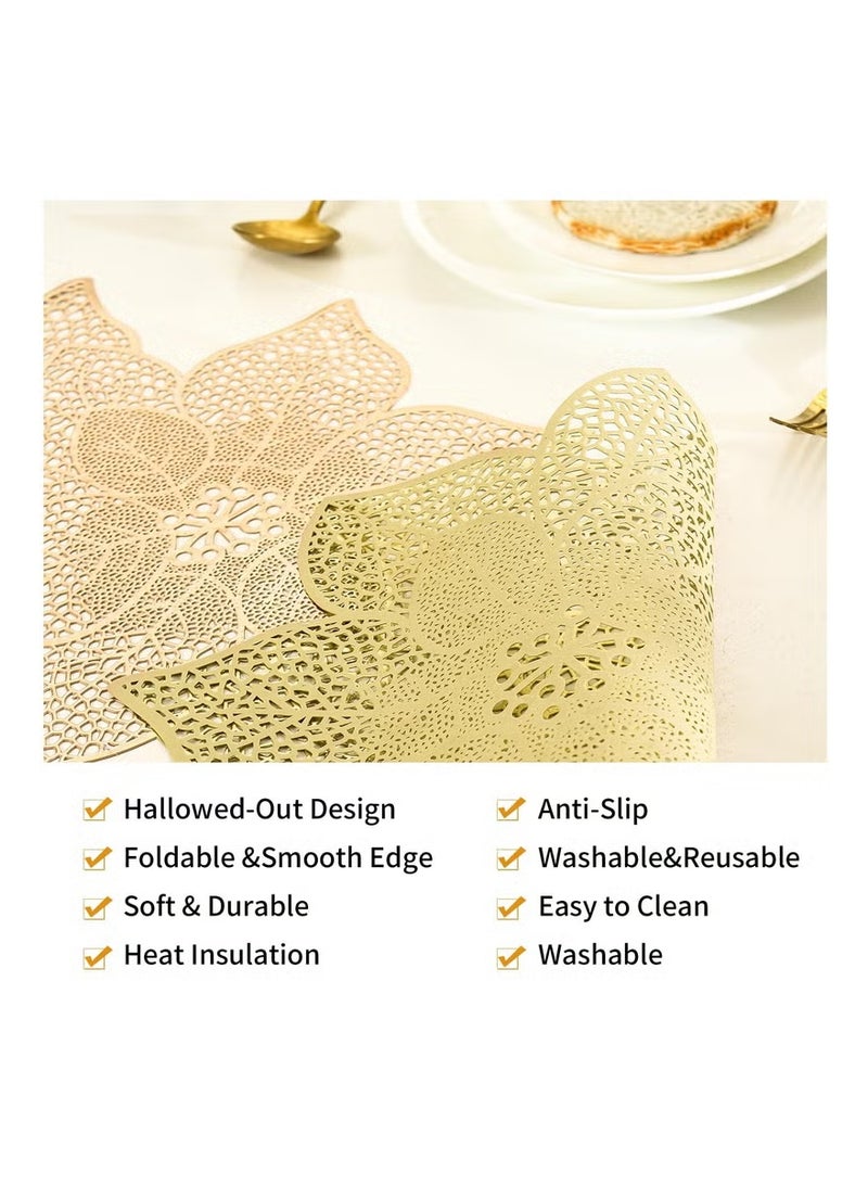 فلاي رود مفارش طاولة مقاومة للحرارة مقاس 36 بوصة على شكل زهرة من الفينيل، مفارش طاولة مقاومة للماء وقابلة للغسل لحفلات الزفاف والولائم وأعياد الميلاد والحفلات والمطاعم (فضية على شكل زهرة) - Image 3