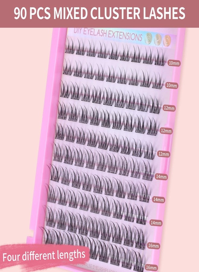MLEN DIARY Lash Cluster DIY Eyelash Extensions 90 Clusters Lashes 10-16mm D Curl Mega Wispy Volume Individual Lashes Eyelash Clusters Extensions DIY at Home - Image 4