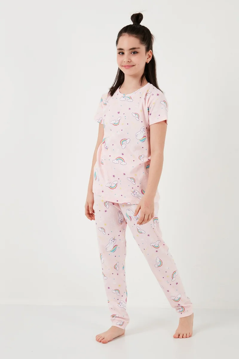 Lela 100% Cotton Crew Neck Short Sleeve Pajama Set Girl's Pajama Set 6651002