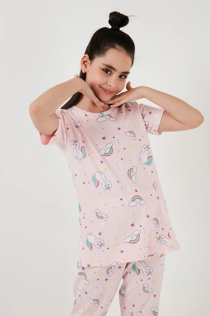 Lela 100% Cotton Crew Neck Short Sleeve Pajama Set Girl's Pajama Set 6651002