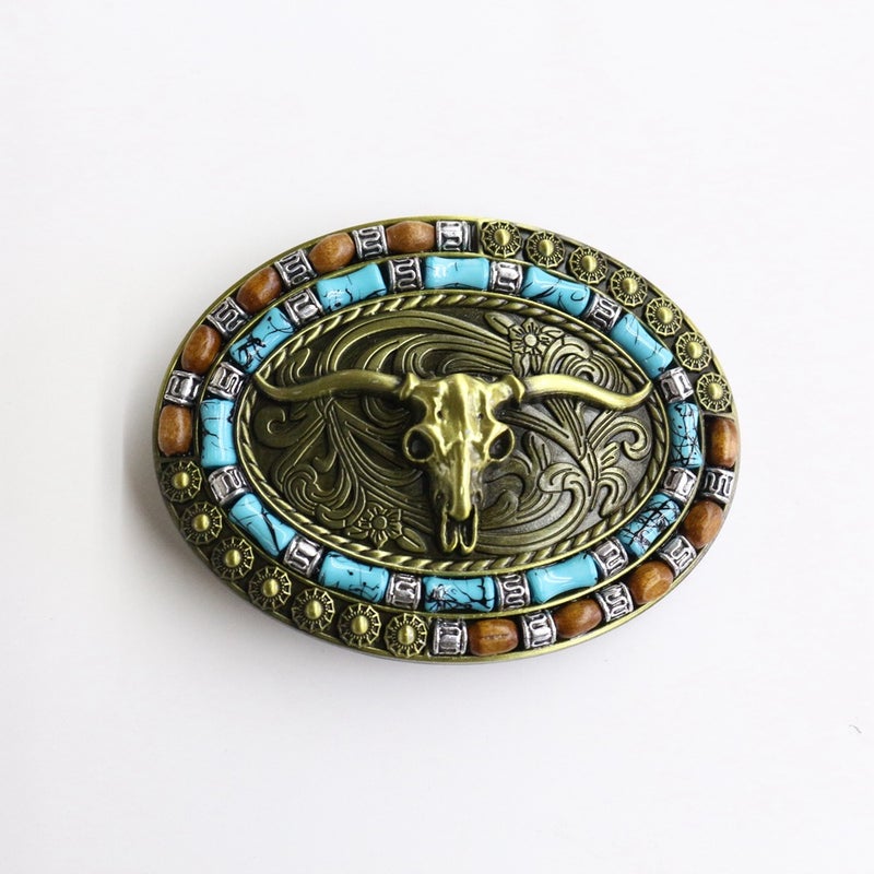 Sale Zinc Western Denim Belt Buckle Cow Skull Horse Head Hat Buckle Vintage Belt Buckle - Image 1