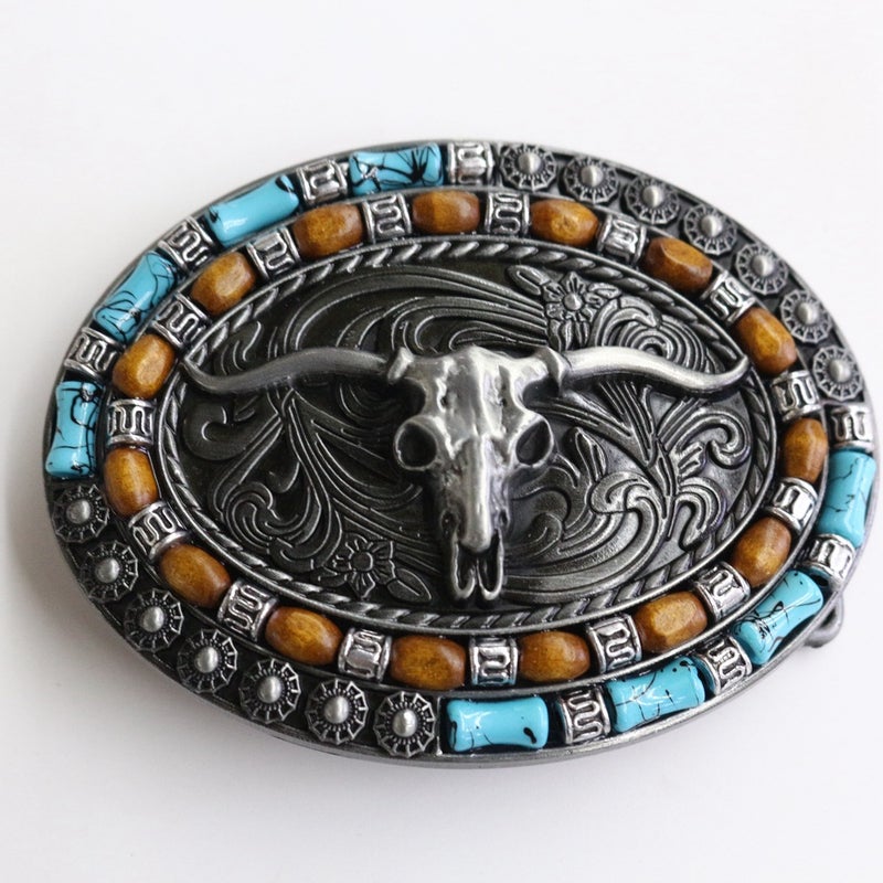 Sale Zinc Western Denim Belt Buckle Cow Skull Horse Head Hat Buckle Vintage Belt Buckle - Image 2