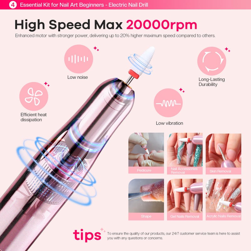 Glamonade Acrylic Nail Kit for Beginners: Professional Nail Set with Drill Acrylic Powder Gel Polish Nail Stamp for Home Starter Practice & DIY Manicure - Image 5