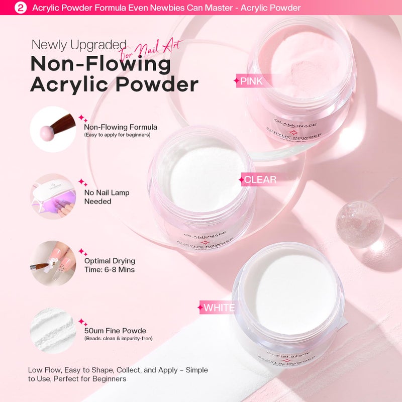Glamonade Acrylic Nail Kit for Beginners: Professional Nail Set with Drill Acrylic Powder Gel Polish Nail Stamp for Home Starter Practice & DIY Manicure - Image 3
