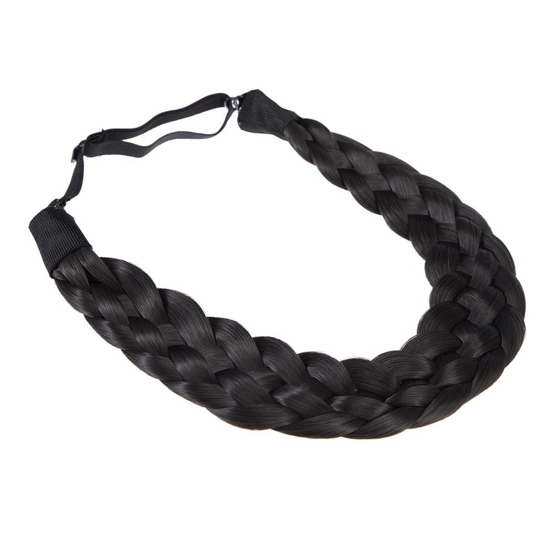 TOECWEGR 5 Strands Synthetic Hair Braided Headband Hairpiece Classic Chunky Wide Plaited Braids ElasticMulti Color Headband Ladies Beauty Hair Accessories