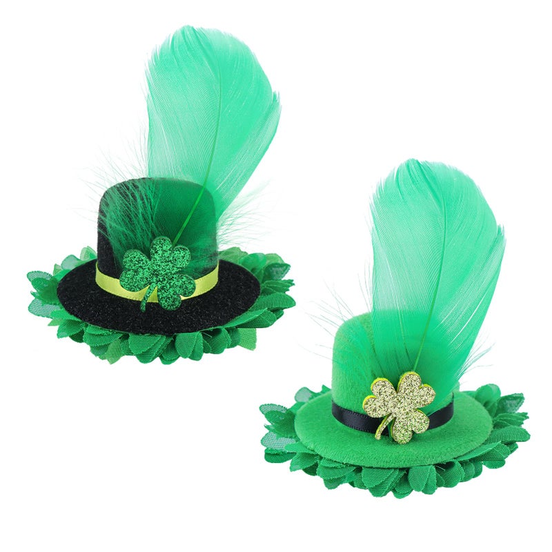 ONENINEDREAM Leprechaun Top Hat Hair Bow Clips St Patrick Day Green Hat Alligator Hair Clips for Girls Infant Clover Shamrock Clip St.Patrick Hair Accessories Gift - Image 1