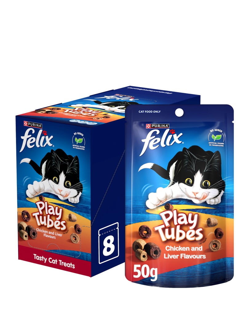 Purina Felix Felix Playtubes Chicken And Liver Cat Treats 8 x 50g  - Image 1