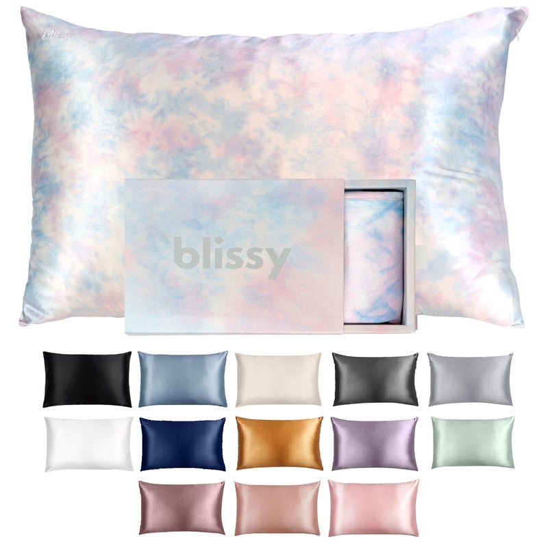 Blissy Silk Pillowcase 100 Pure Mulberry Silk 22 Momme 6A HighGrade Fibers Silk Pillow Cover for Hair Skin Regular Queen King Tie Dye Queen