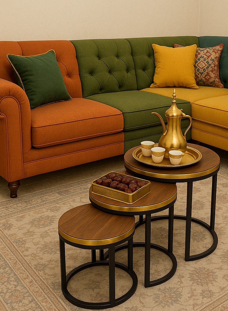 SHEE ONE 3-Piece Round Wooden Table Set | Side Table, Coffee Table, Guest Table & Decorative Accent | Sizes: 50×50 cm, 45×45 cm, 40×40 cm - Image 4