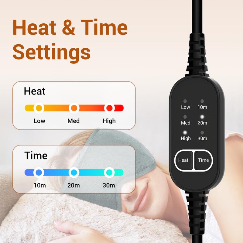 Comfytemp Heated Eye Mask for Dry Eyes, USB Wearable Eye Heating Pad, Sinus Headache Migraine Relief Mask, Warm Compress for Eyes with 3 Heat and Time Settings - Image 3