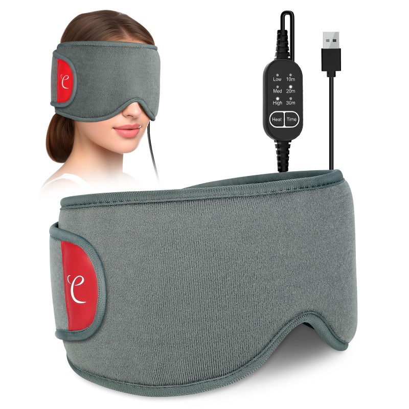 Comfytemp Heated Eye Mask for Dry Eyes, USB Wearable Eye Heating Pad, Sinus Headache Migraine Relief Mask, Warm Compress for Eyes with 3 Heat and Time Settings - Image 1