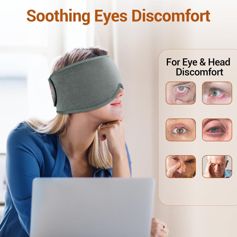 Comfytemp Heated Eye Mask for Dry Eyes, USB Wearable Eye Heating Pad, Sinus Headache Migraine Relief Mask, Warm Compress for Eyes with 3 Heat and Time Settings - Image 2