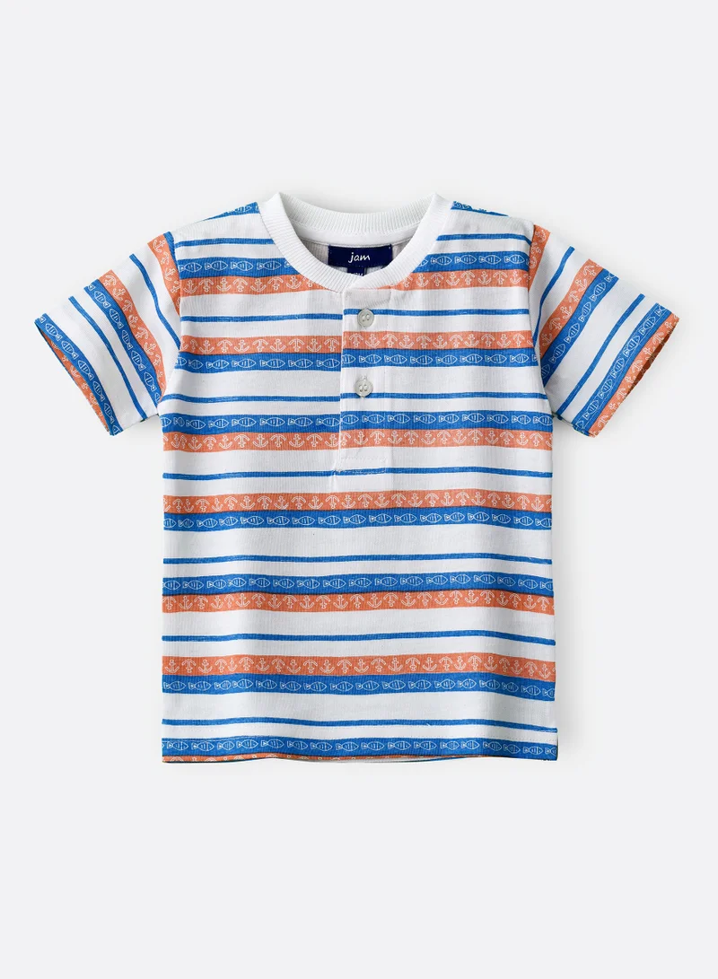 JAM Boys' Multicolor Striped Polo Cotton T-Shirt