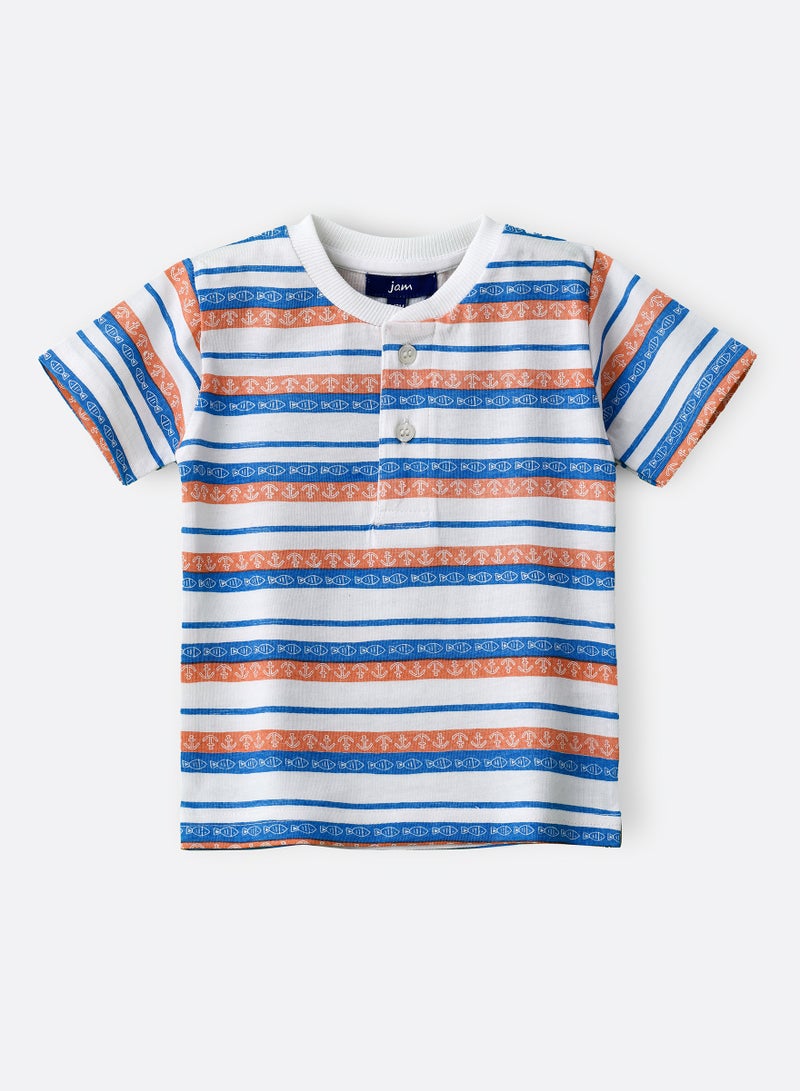 JAM Boys' Multicolor Striped Polo Cotton T-Shirt - Image 1