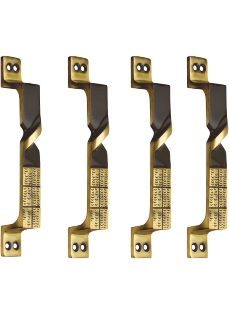 Devos Devos Royal Twist Antique Brass Finish Main Door and Wardrobe Cabinet Handle Size 7 Inch Pack of 4 Pcs  - Image 1