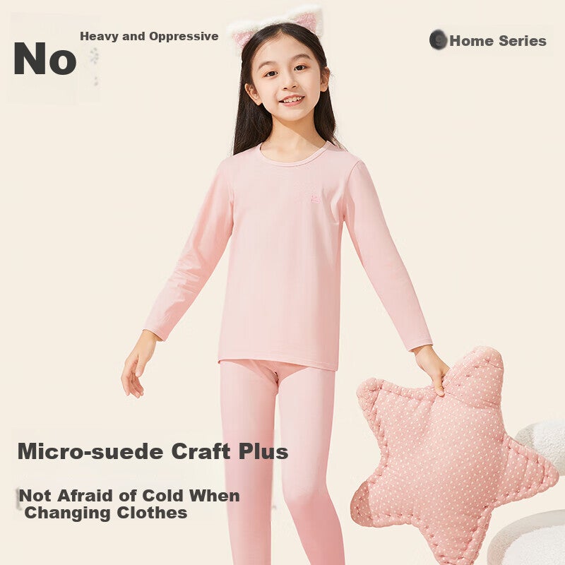 JD Jing Zao Jiusuiban Children's Thermal Underwear, Girls' Autumn And Winter Fleece-Lined Thin School Uniform Base Layer Cotton Sweater Pajamas Pants, Big Kids Autumn Clothes And Pants - Image 3