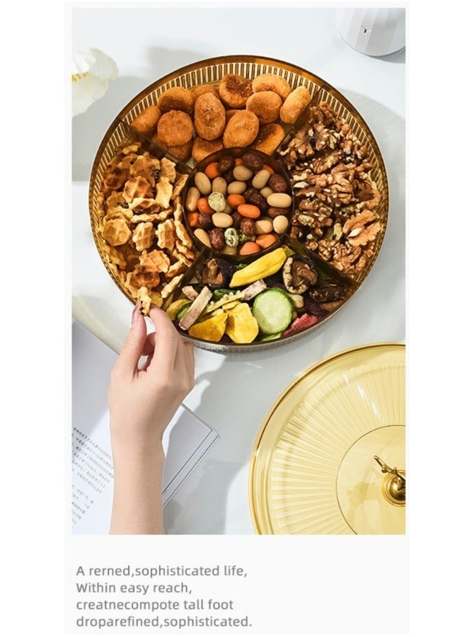 هومستر صينية تقديم دائرية مقسمة مع طبق مكسرات سكوبارتي غطاء أصفر 25.5x8 سم - Image 4