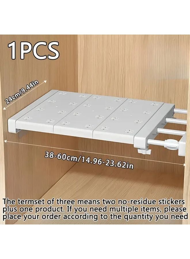 White 3 Tier Adjustable No Drill Shelf Unit For Closet Kitchen Bathroom Storage - Image 1