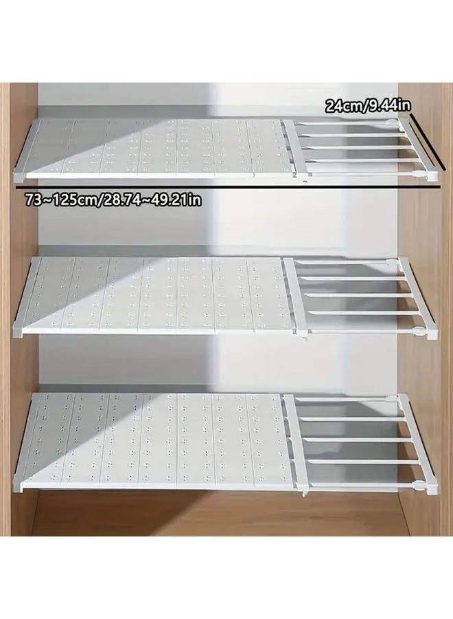 White 3 Tier Adjustable No Drill Shelf Unit For Closet Kitchen Bathroom Storage - Image 2