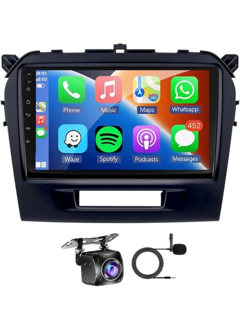 Fit Suzuki Vitara Car Stereo Vitara Android Screen 2015-2023 With Apple Carplay Android Auto Wireless WiFi DSP FM&AM Bluetooth AHD Camera Included Fast Interface (2+32GB Carplay 4CORE)