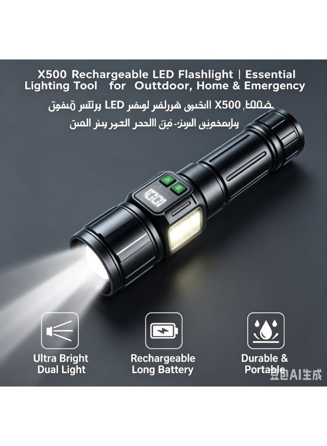 Frostvolt 30W High Lumen Rechargeable LED Flashlight – 1500M Long Range Zoomable Torch with 9 Lighting Modes, COB Side Light & Magnetic Base, Waterproof Shock Resistant for Camping Hiking Emergency - Image 2