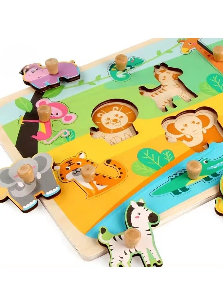 bellanina Montessori Wooden Jigsaw Puzzle Animal Shape Set - Image 1